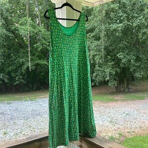 Gudrun Sjödén Dress Green Tank Sleeveless Floral Lyocell Blend Pocket Women’s XL